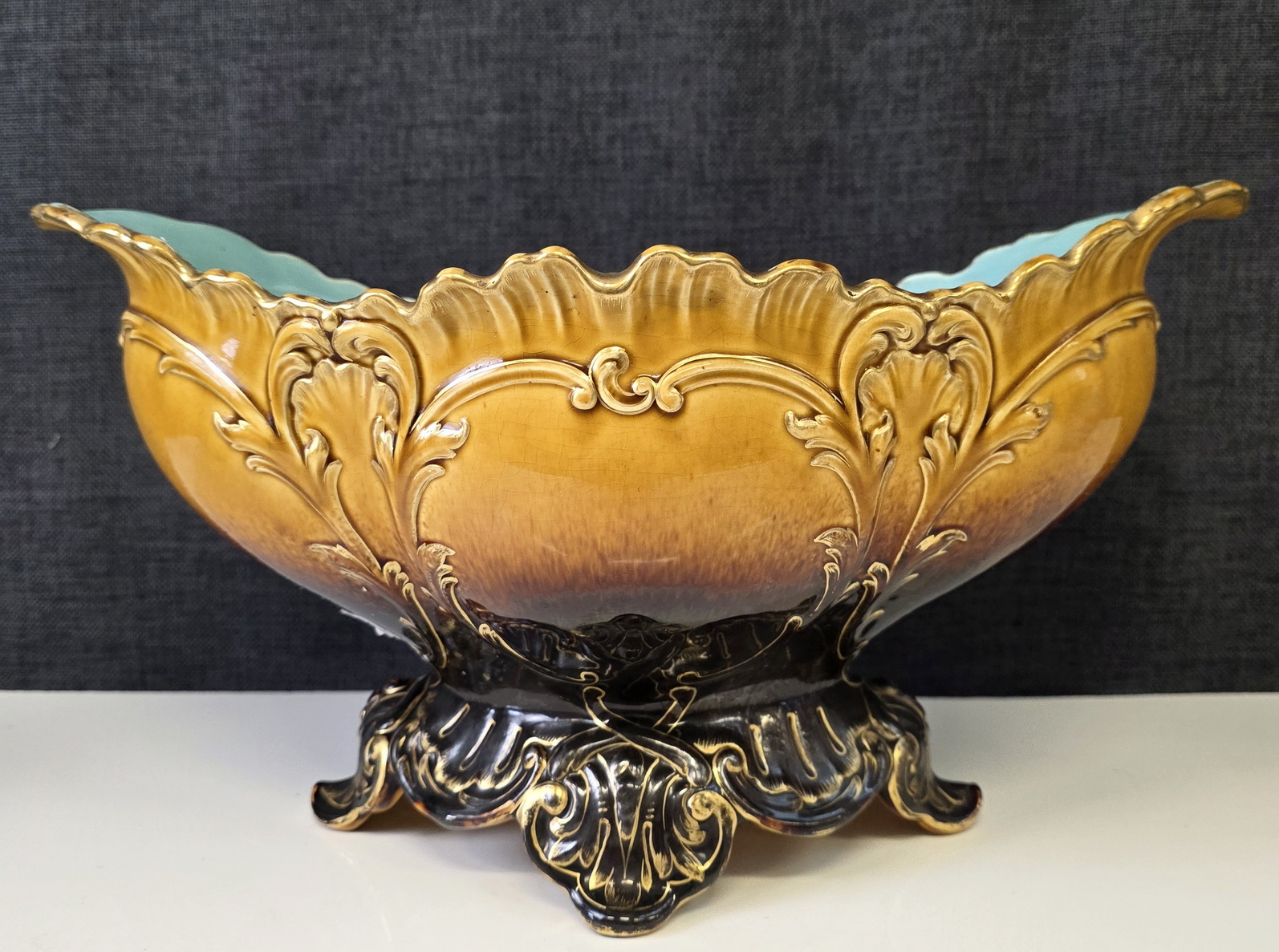 A French Majolica Cache-pot A French Majolica Cache-pot